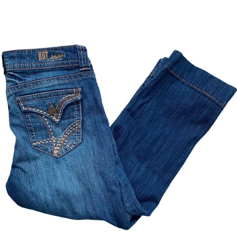 Kut from the Kloth Dark Blue Embroidered Ankle Jeans